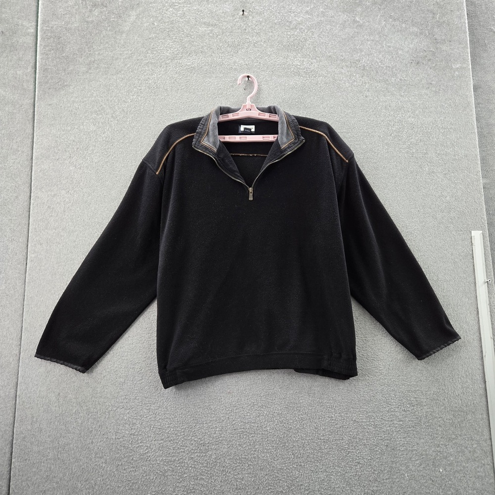 Tommy Bahama Men Sweatshirt XL Black Fleece Quarter Zip Long Sleeve